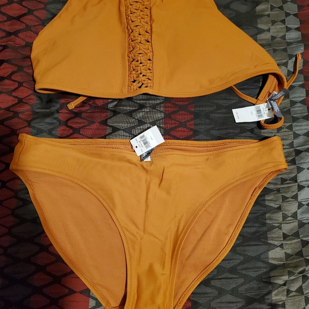 Womens burnt orange Aerie 2 piece swimsuit size L